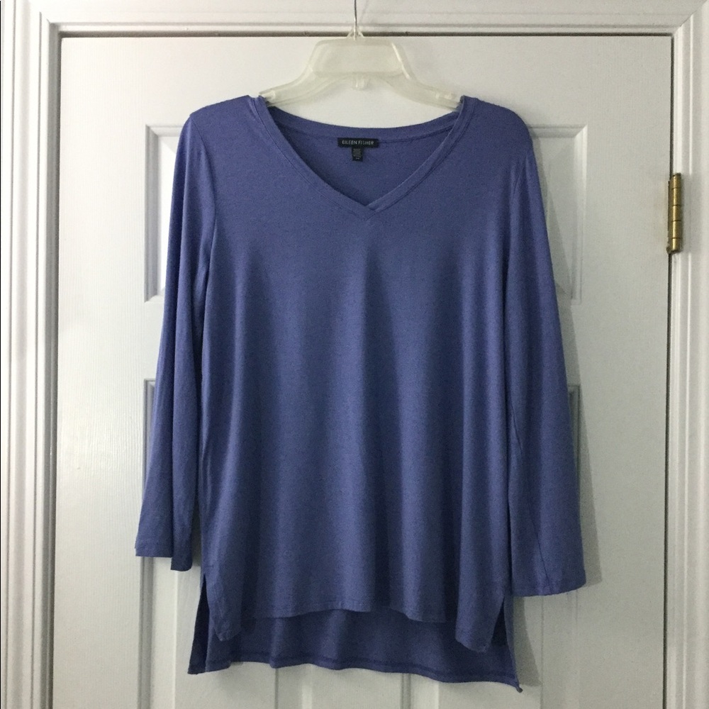 Eileen Fisher Periwinkle Three Quarter Sleeve Top Size S